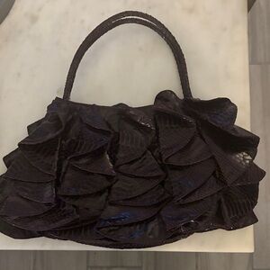 Sondra Roberts Purple Ruffled Shoulder Bag